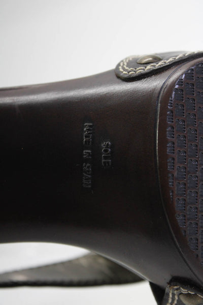 Stuart Weitzman Womens Crossover Leather Slingback Sandals Dark Brown Size 8