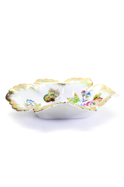 Herend Hungary Porcelain Queen Victoria Butterfly Oak Leaf Hand Painted Dish