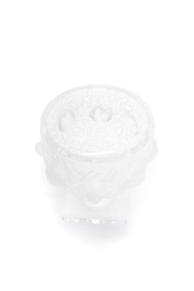 Lalique France Elizabeth Cut Crystal Frosted Footed Vase Signed