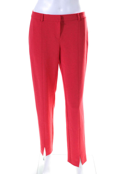 St. John Womens Low Rise Slim Leg Pleated Pants Coral Pink Size 2