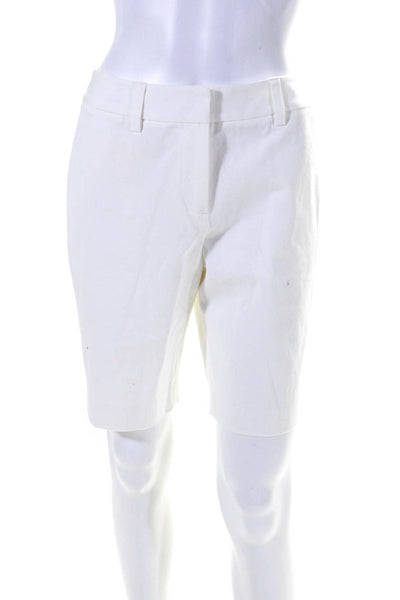 J. Mclaughlin Womens Low Rise Chino Twill Bermuda Shorts White Size 2