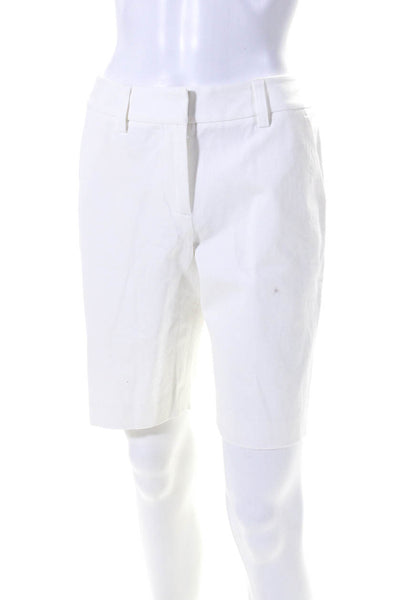 J. Mclaughlin Womens Low Rise Chino Twill Bermuda Shorts White Size 2