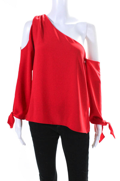 Amanda Uprichard Womens Long Sleeve Off The Shoulder Blouse Top Red SIZE s