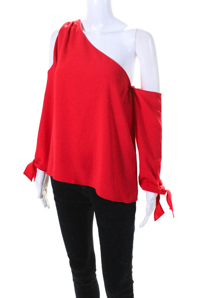 Amanda Uprichard Womens Long Sleeve Off The Shoulder Blouse Top Red SIZE s