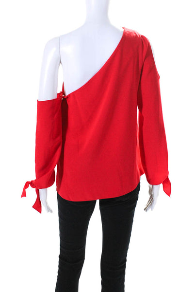 Amanda Uprichard Womens Long Sleeve Off The Shoulder Blouse Top Red SIZE s