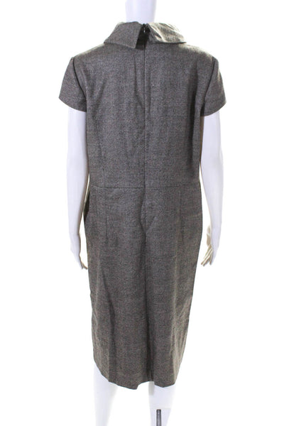 Escada Womens Brown Wool High Neck Zip Back Cap Sleeve Shift Dress Size 40