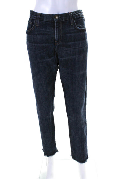 Current/Elliott Womens Low Rise Ankle Fray Slim Skinny Jeans Dark Blue Size 31