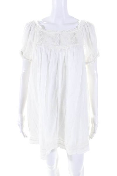 Free People Women's Boat Neck Short Sleeves Pockets Short Romper White Size S