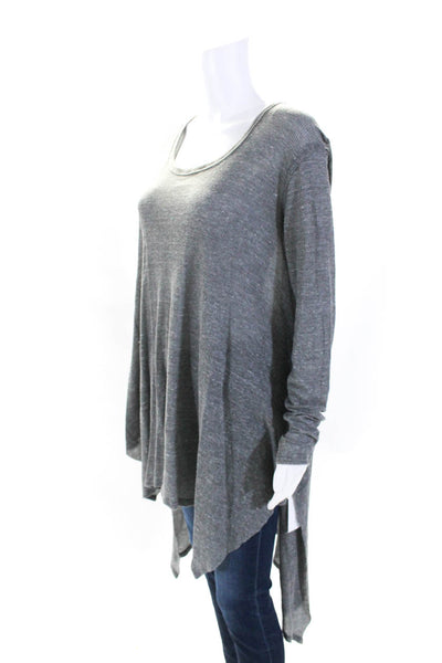 Free People Women's Round Neck Long Sleeves Asymmetric Tunic Blouse Gray Size S