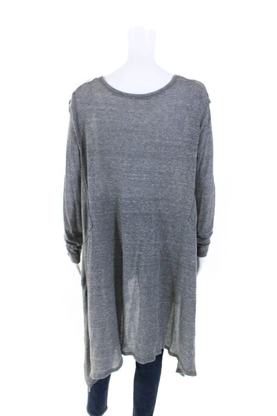 Free People Women's Round Neck Long Sleeves Asymmetric Tunic Blouse Gray Size S