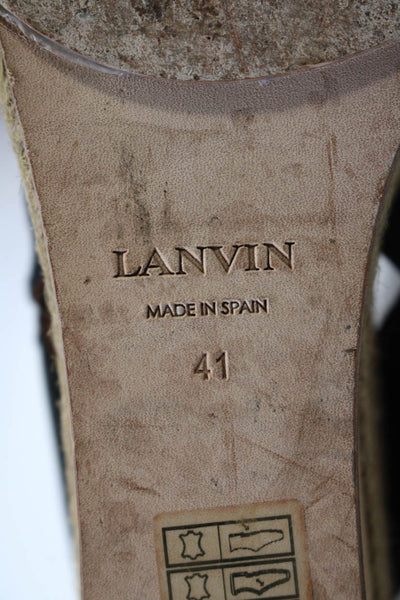 Lanvin Womens Silk Satin Espadrille Platform Sandals Black Size 41 11
