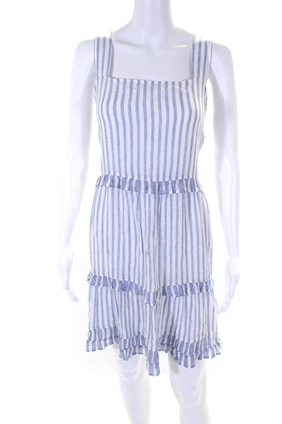 Rails Women's Square Neck Sleeveless Ruffle Tiered Mini Dress Stripe Size M