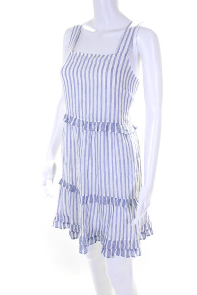 Rails Women's Square Neck Sleeveless Ruffle Tiered Mini Dress Stripe Size M