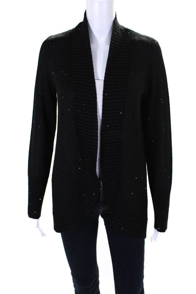 Saks Fifth Avenue Women's Open Front Long Sleeves Sequin Cardigan Black Size S