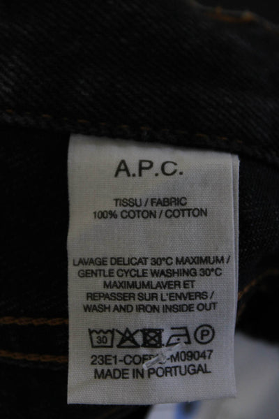 A.P.C. Mens Mid Rise Button Up Slim Leg Jeans Midnight Black Cotton Size 31