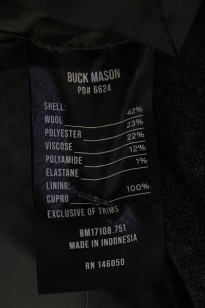 Buck Mason Mens Three Button Button Down Light Jacket Gray Wool Size 38