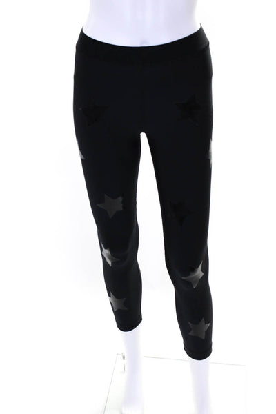 Ultracor Womens High Rise Star Print Activewear Leggings Black Size S