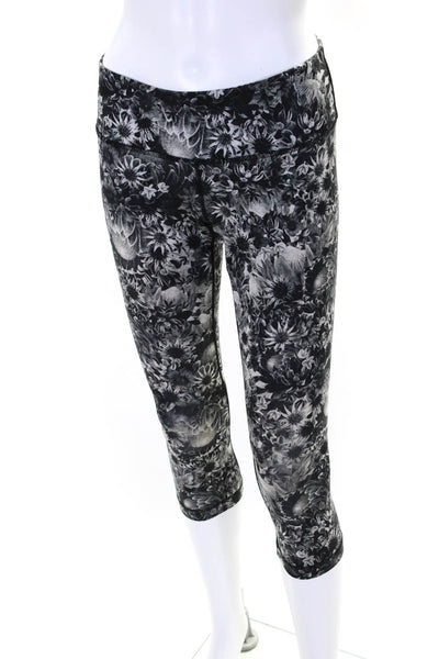 Lululemon Womens Floral Print High Rise Cropped Legging Gray Sz 6