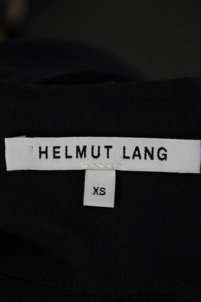 Helmut Lang Womens Silk V Neck Long Sleeves Blouse Black Size Extra Small