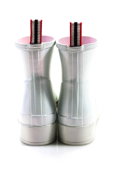 Hunter Women's Round Toe Pull-On Rubber Ankle Rain Boot Metallic Size 9