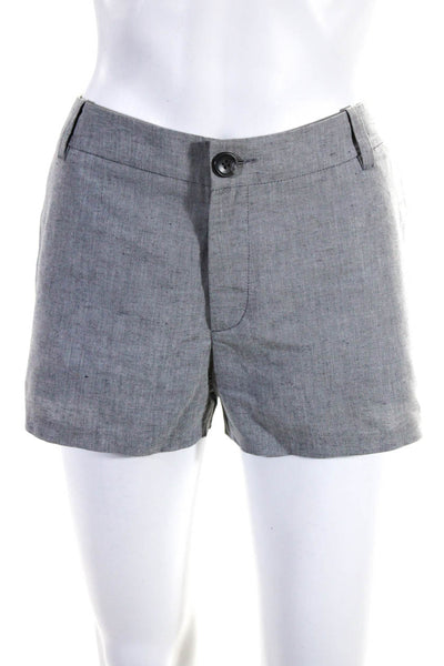 James Perse Womens Zipper Fly Mid Rise Short Shorts Gray Linen Size 28