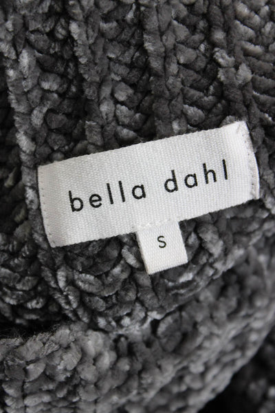 Bella Dahl Womens Velour Crochet Knit Mock Neck Sweater Gray Size Small