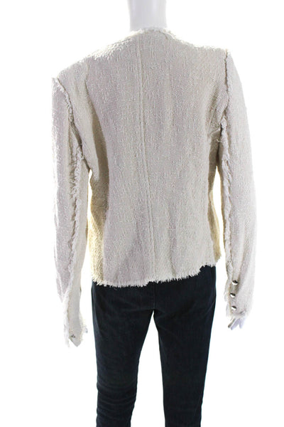 IRO Womens Tweed Full Zipper Agnette Jacket Off White Cotton Size EUR 42