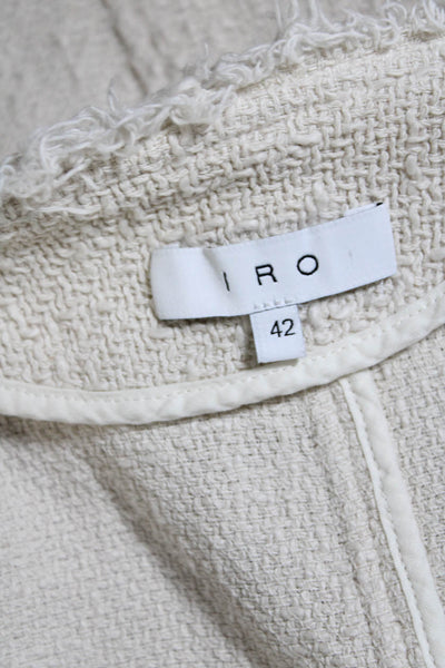 IRO Womens Tweed Full Zipper Agnette Jacket Off White Cotton Size EUR 42