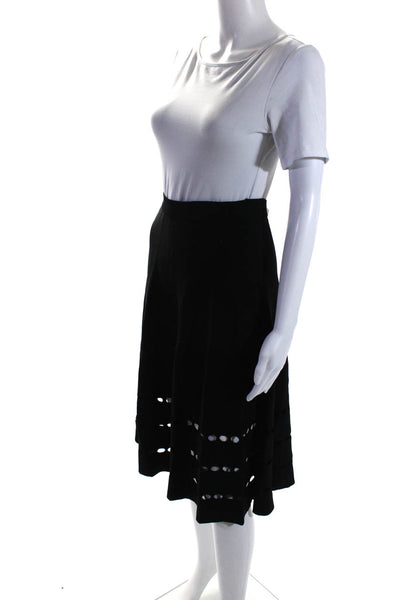 Ohne Titel Womens Elastic Waist Knit Cutout Flare Midi Skirt Black Size Small