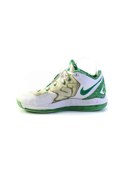 Nike Mens Max Lebron XI Low Basketball Sneakers White Green Size 8.5