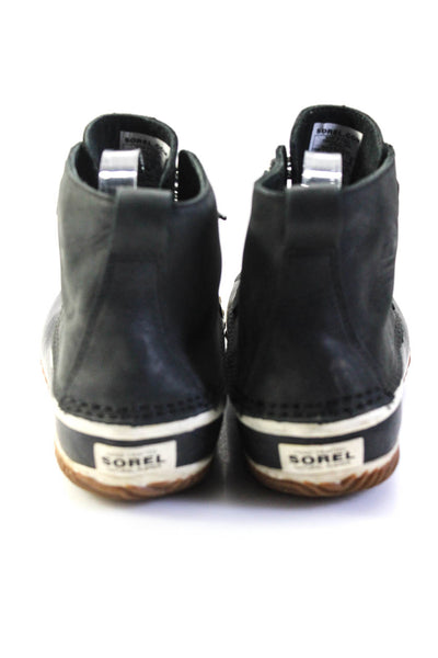 Sorel Womens Lace Up Side Logo Waterproof Ankle Rain Boots Black Size 11