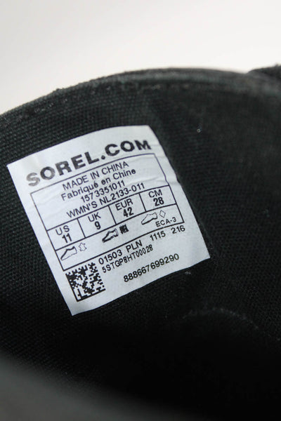 Sorel Womens Lace Up Side Logo Waterproof Ankle Rain Boots Black Size 11