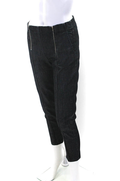 The Row Womens Indigo Cotton High Rise Double Zip Pleated Taper Leg Pants Size S