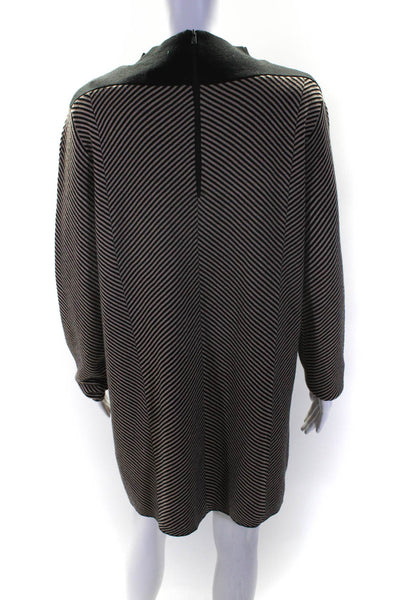 COS Womens Brown Wool Striped Zip Back High Neck Long Sleeve Sweater Dress SizeL