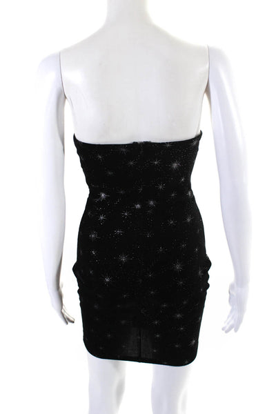 Superdown Womens Strapless Sparkly Star Print Bodycon Mini Dress Black Size XS