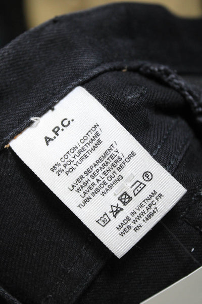 A.P.C. Mens Button Up Mid Rise Skinny Leg Jeans Night Black Cotton Size 32