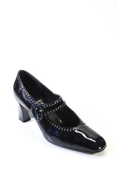 Bruno Magli Womens Black Printed Block Heels Mary Jane Shoes Size 9