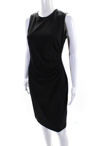 Theory Womens Black Crew Neck Drape Detail Sleeveless Shift Dress Size M