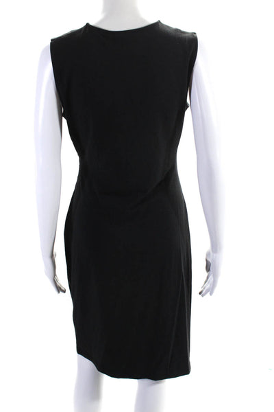 Theory Womens Black Crew Neck Drape Detail Sleeveless Shift Dress Size M