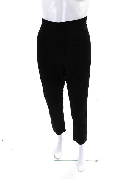 Equestrian Womens Black Printed Textured Zip Back Straight Leg Pants Size M