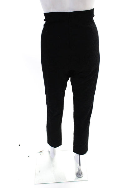 Equestrian Womens Black Printed Textured Zip Back Straight Leg Pants Size M