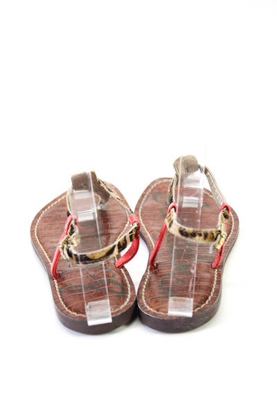 Sam Edelman Womens Leather Animal Print Thong Sandals Multicolor Size 7