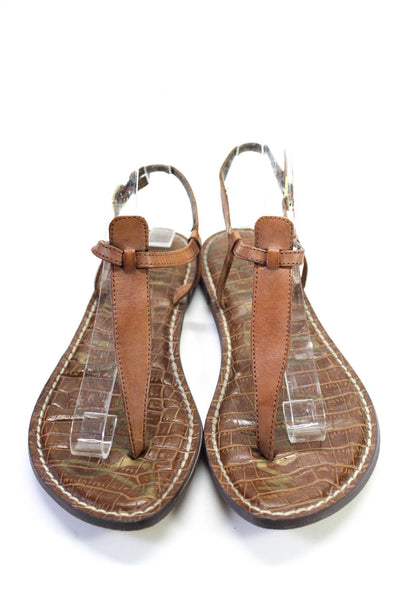 Sam Edelman Womens Leather Ankle Strap Thong Sandals Brown Size 7