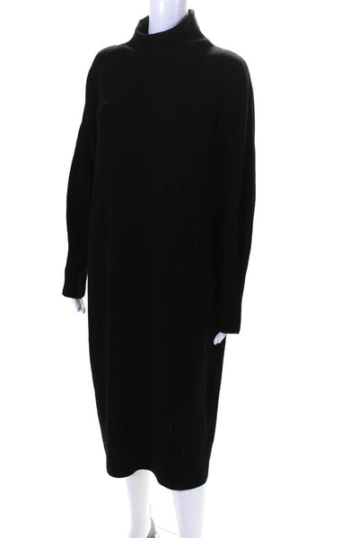 Another Tomorrow Womens Ribbed Long Sleeve Turtleneck Sweater Dress Black Small