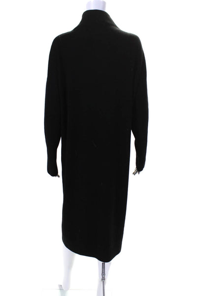 Another Tomorrow Womens Ribbed Long Sleeve Turtleneck Sweater Dress Black Small