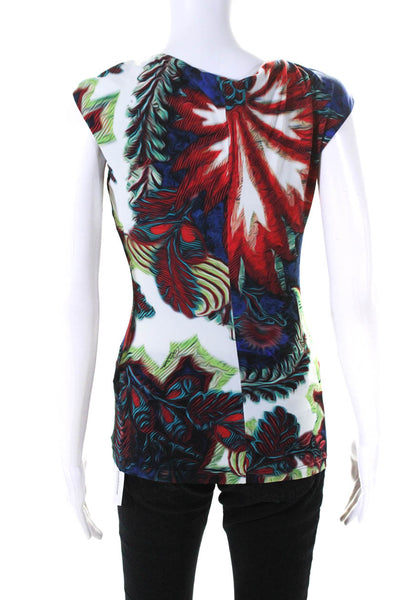 Roberto Cavalli Womens Abstract Print V Neck Blouse Multi Colored Size EUR 40