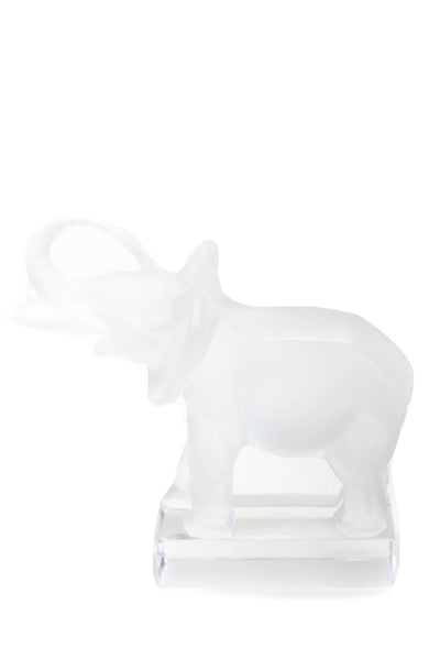 Lalique France Crystal Frosted Elephant Paperweight Figurine 6in