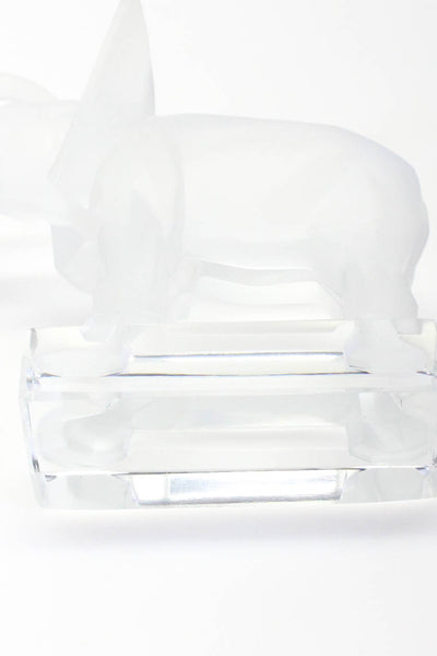 Lalique France Crystal Frosted Elephant Paperweight Figurine 6in