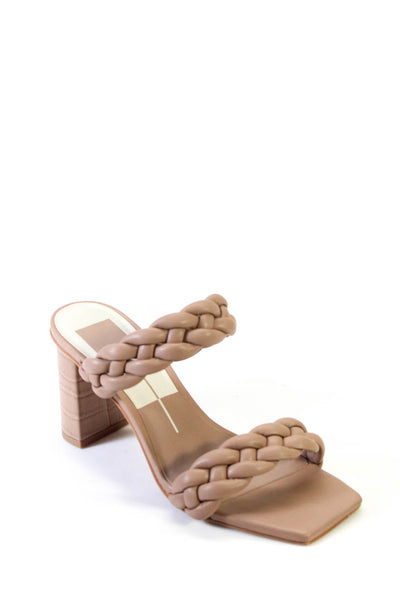 Dolce Vita Women's Square Toe Braided Strappy Block Heels Sandals Beige Size 7