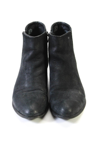 Steve Madden Women's Round Toe Zip Closure Leather Ankle Boot Black Size 7.5